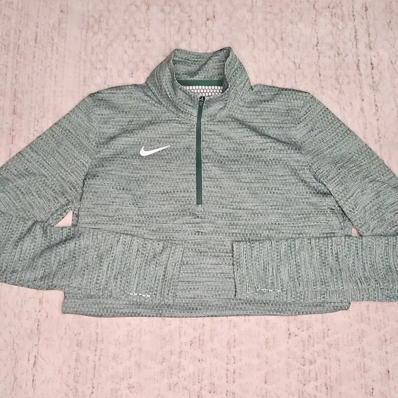 Nike Women's Dri-fit Heather Green Half-Zip Pullover - Picture 1 of 10